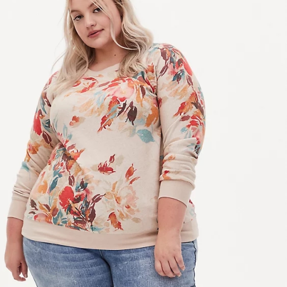 Torrid FLORAL FLEECE RAGLAN Sweatshirt